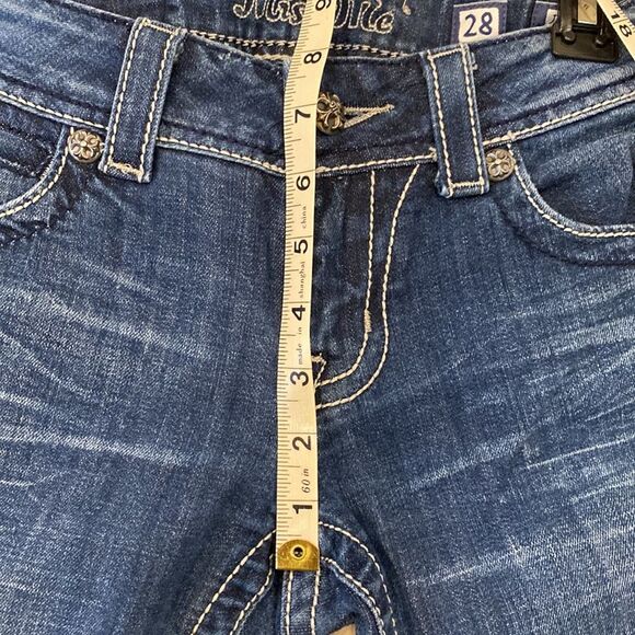 Miss Me Fleur De Lis Jewel Bootcut Jeans JP5347B Size 28 - Picture 9 of 12